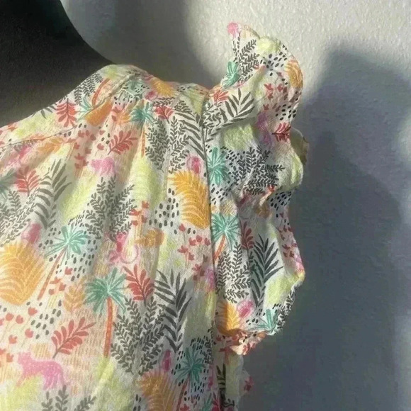 Loft Floral Jungle Print Sleeveless Ruffle sleeve Fun Print Dress, Size M - Picture 12 of 12